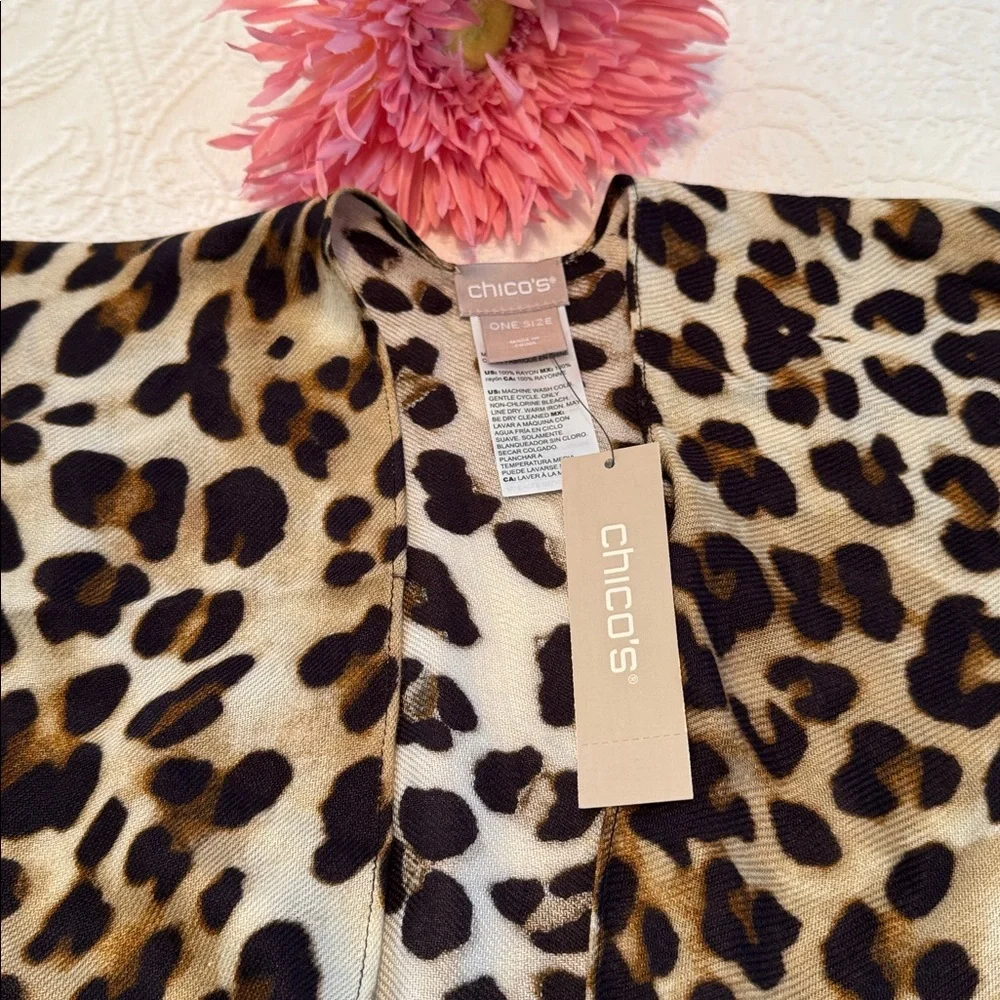 NWT Chico's Animal Print Ruana Wrap Kimono One Size